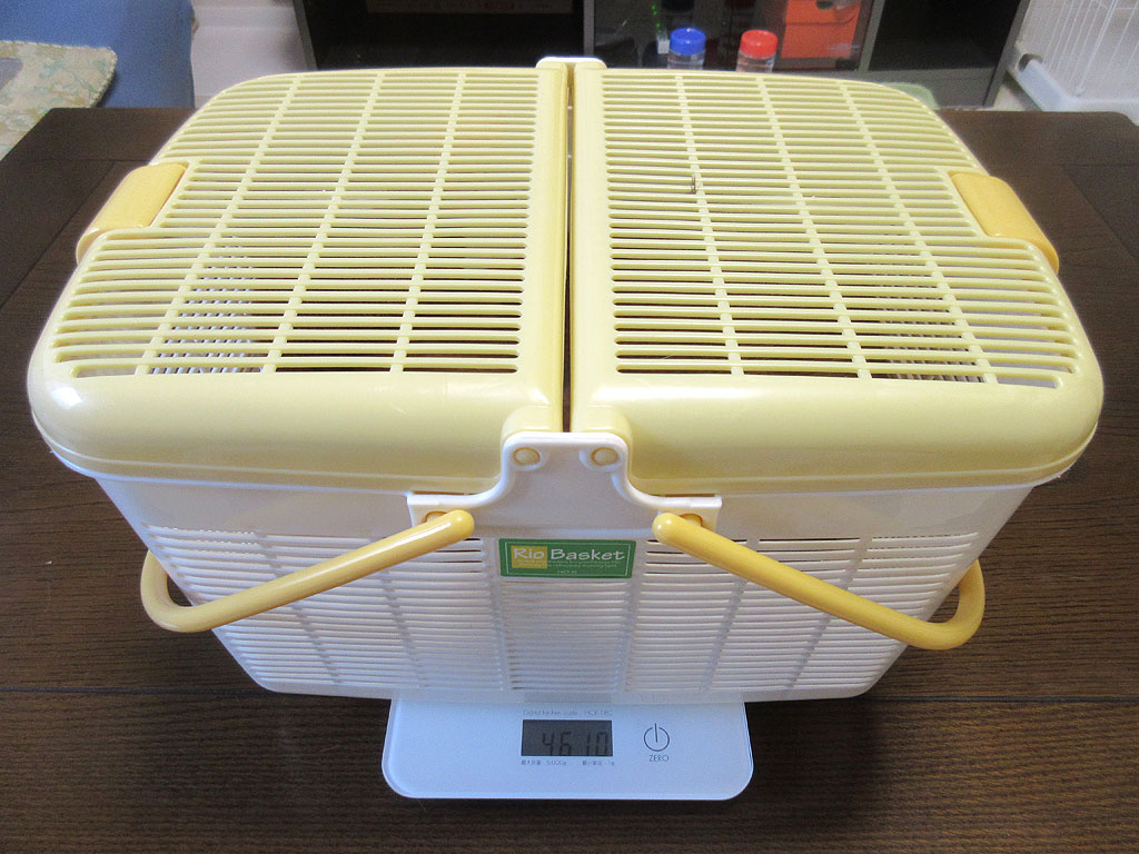 アビのすけの体重測定。